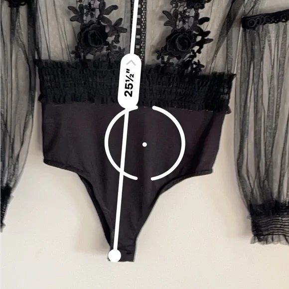 Vera's Lucy Black Mesh & Lace Detail Blouse Bodysuit. Vintage Couture! - Picture 8 of 9